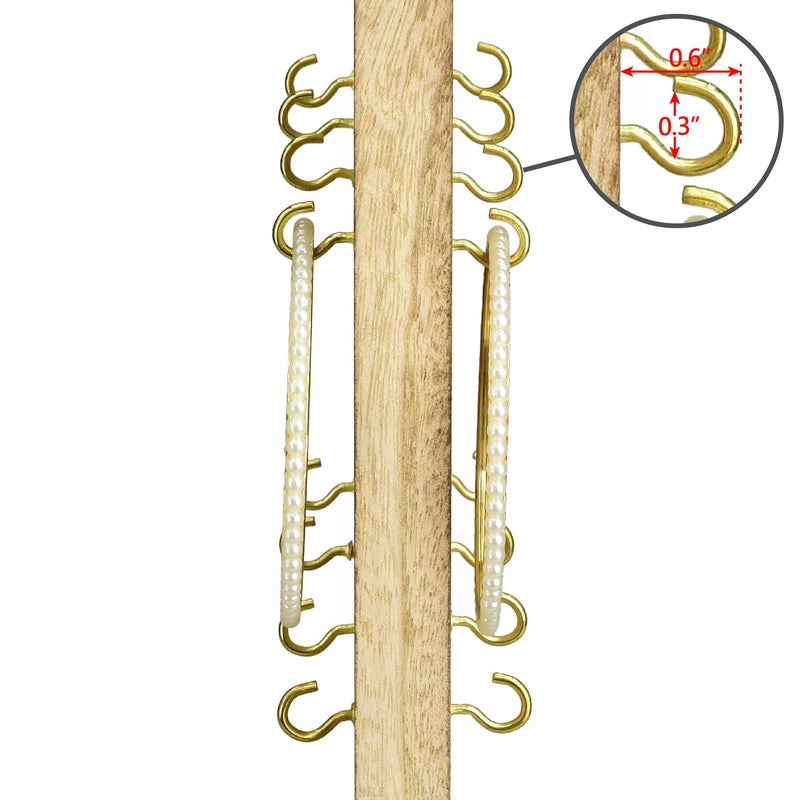 Ikee Design Wooden Rotating Two-Sided Jewelry Display Stand, Rotating Organizer with 32 Hooks for Store, Earring Keychain Display with Hooks, Oak color, 9 W x 7.5 D x 16.5 H in - Image 4